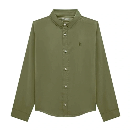 Camisa Social Manga Longa Tricoline Bordada Onda Marinha - Masculina