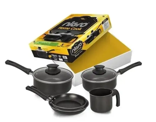 Conjunto de Panelas Home Cook Nigro 5 Peças Antiaderente