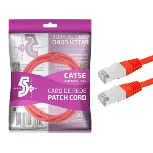 Cabo Rede Patch Cord Cat5-e 2m Vermelho
