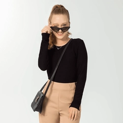 Blusa Manga Longa Canelado Cotelê Cativa - Feminina