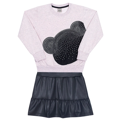 Conjunto Blusa Moletom e Shorts Saia Cirrê Rosa Randa Mundu - Feminino