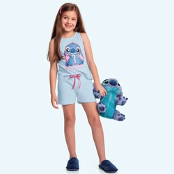 Conjunto Regata e Shorts de Pijama Lilo e Stitch Fakini - Menina