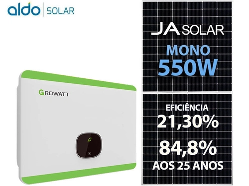 Gerador De Energia Solar Growatt Rosca Dupla Metal Romagnole Growatt Gf 12,1kwp Ja Deep Blue Mono 550w Mid 15kw 4mppt Trif 220v