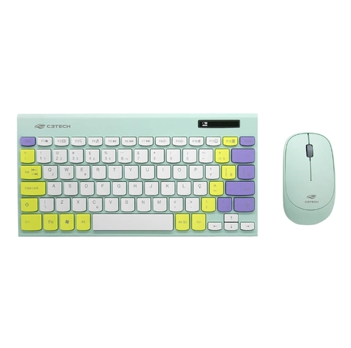 KIT TECLADO   MOUSE SEM FIO K-W71GN VERDE TKL C3TECH