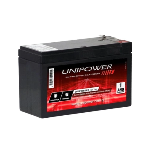 Bateria Estacionaria Vrla 12v 6,4ah Unipower Up1270seg Para Seguranca