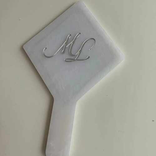 Espelho Madrepérola Branco  - Logo alto relevo inicial ou desenho