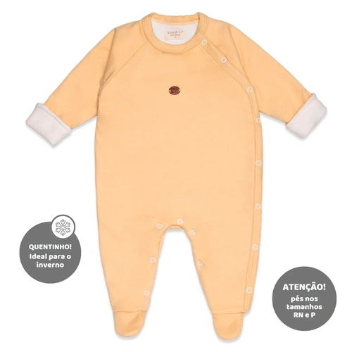 Macacão Manga Longa Forrado Soft - Amarelo