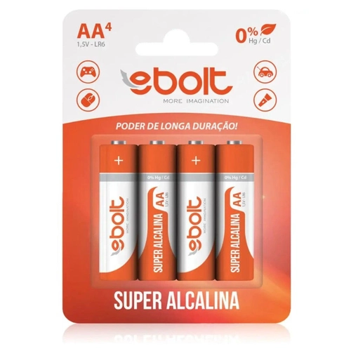 Pilha Aa Super Alcalina Lr6 Ps-008 C/4 Ebolt
