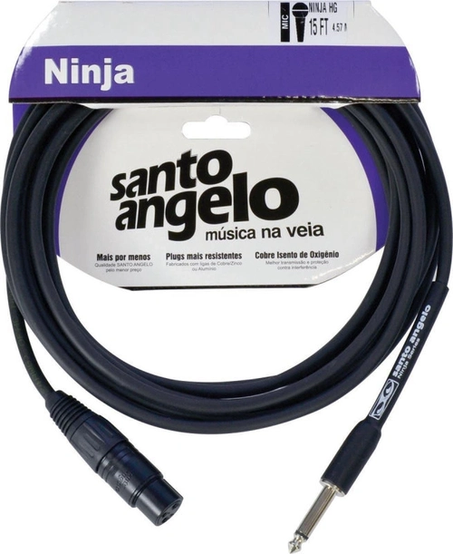 Cabo de Microfone Ninja Hg 0,20 Mm Conector P10/xlr Femea 15ft 4,57 Metros Preto