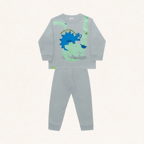 Conjunto Moletom Estampado Dinossauro Fakini - Masculino