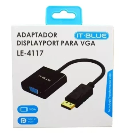Adaptador Conversor Displayport Macho x VGA DB25 Fêmea Le-4117 - It-blue