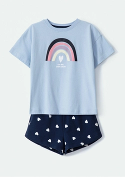 Conjunto Camiseta Manga Curta e Shorts Arco-Iris Hering - Feminino