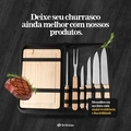 Kit Churrasco Aço Inox 8 Peças Com Estojo Resistente Facas Amolador Garfo Tábua de Carne Grillrelax