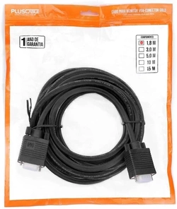 Cabo VGA 1.8m com filtro Preto Plus Cable Pc-mon1802