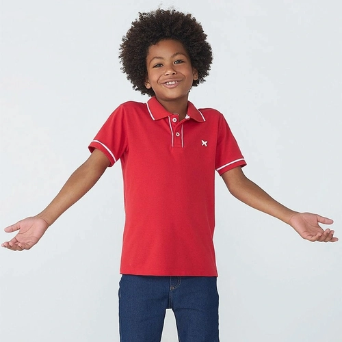 Camisa Polo Manga Curta Com Bordado Hering Masculino - Vermelho
