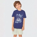 Pijama Manga Curta Roof Galaxy Azul Hering - Masculino