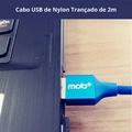 Cabo Usb Tipo-c 2 Metros Nylon Trançado Azul Cor Azul-escuro