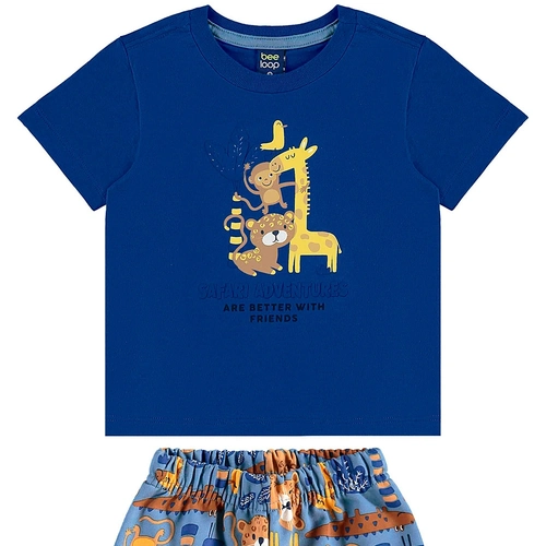Conjunto Camiseta Manga Curta e Shorts Moletom Beeloop Masculino