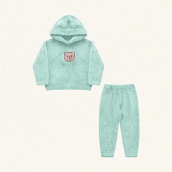Conjunto Peluciado Bordado Ursinho Verde Fakini - Feminino