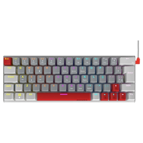 Teclado Mecanico Gamer Pcyes Kuromori White Ghost Rainbow Switch Red - PTKMWG60RD