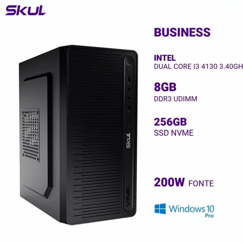 Computador B300 Dual Core I3 4130 3.40ghz Memória 8gb Ddr3 Ssd 256gb Nvme Fonte 200w Bivolt  Windows 10 Pro