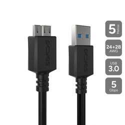 Cabo P/ Hd Externo Usb a 3.0 Macho P/ Micro Usb b 3.0 - 5 Metros - Puamcm3-5