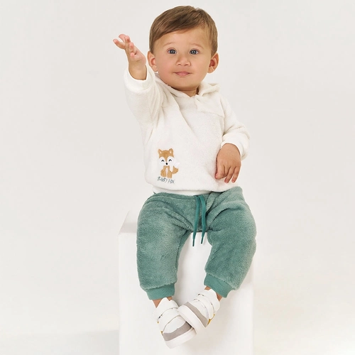 Conjunto Blusa e Calça em Pelinho Baby Fox Marfim Tileesul - Masculino