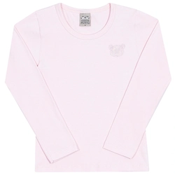 Blusinha Manga Longa com Strass Rosa Cake Randa Mundu - Feminina