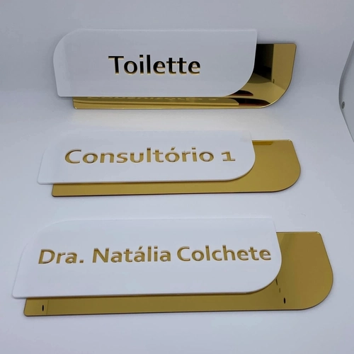 Placa Identificacao de Portas - Logo alto relevo inicial ou desenho
