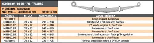 Mola OF - 1ª MB Onibus / Caminhão L 610 710 - Traseira