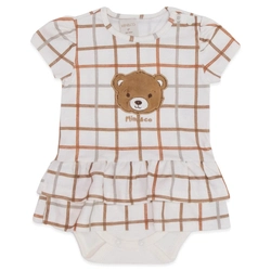 Body Vestido Manga Babado Suedine Feminino - Ursinhos