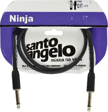 Cabo de Guitarra Ninja Cable 0,20 Mm Conector P10/p10 03ft 91 Centímetros Preto