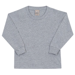 Camiseta Manga Longa Básica com Punho Mescla Randa Mundu - Masculina