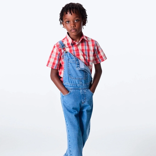 Camisa Manga Curta Hering Tricoline Xadrez Unissex - Vermelho