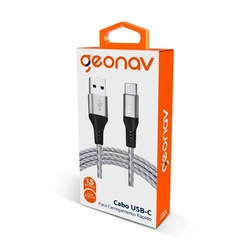 Geonav Cabo USB-C (tipo C) para USB, nylon trançado, 1MT, ESC05, Preto