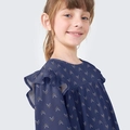 Vestido Meia Manga com Babados Estampados Hering - Feminino