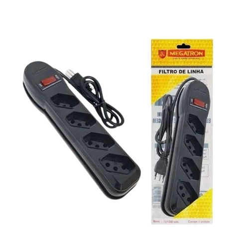 Filtro De Linha Megacabos 4 Tomadas 3p Preto