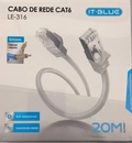 Cabo de rede Rj45 Cftv Cat6 20m Branco Acinzentado Le-316 - It-Blue