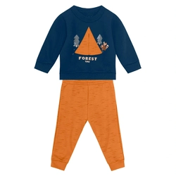 Conjunto Moletom Bebê Blusão e Calça Forest Marinho Brandili - Masculino