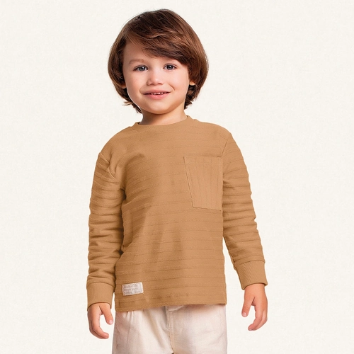 Camiseta Manga Longa Malha com Bolsinho Argila Fakini - Masculina