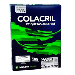 Etiqueta Adesiva Colacril A4 CA4351 38,1 X 21,2mm com 100 Folhas