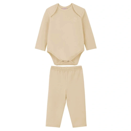 Conjunto Body Manga Longa e Calça em Cotton Lik Kids - Menina