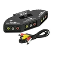 Adptador Com Chave Seletora - 3 Entradas Rca P/ 1 Saída Rca - C/ Cabo 3+3 Rca
