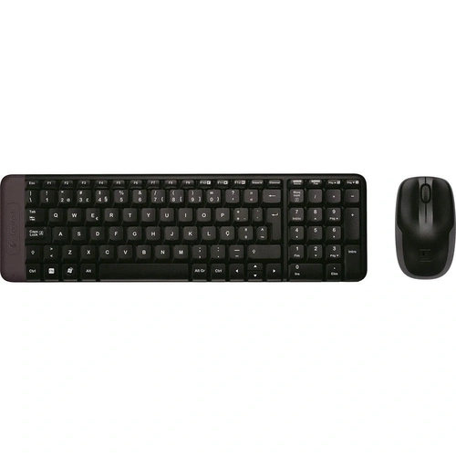 Kit Teclado e Mouse Sem Fio Wireless Logitech Preto Mk220