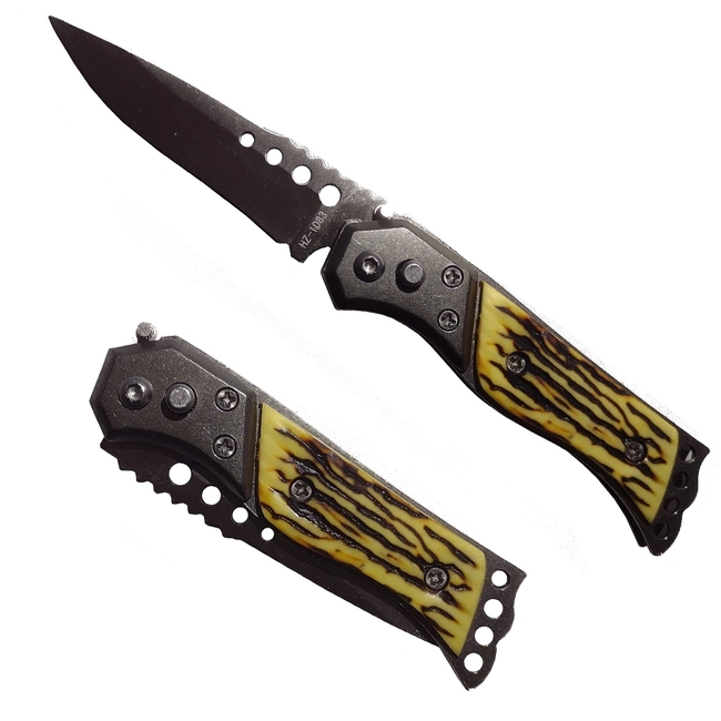 Canivete Automático Pequeno Cabo Texturizado (HZ-1083)