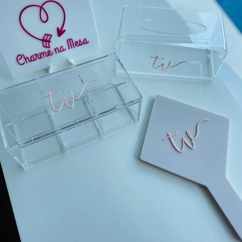 Caixa de chá 6 compartimentos - Logo alto relevo inicial ou desenho