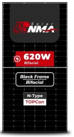 Painel Solar Fotovoltaico 620W N-Type Bifacial Black Frame - Ronma