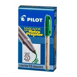 Caneta Marcador Para Retro Projetor 2.0mm Verde Cx Com 12 Unidades Pilot