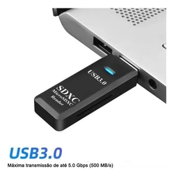 Leitor de Cartão 3.0 Usb 5.0 Gbps 1-(Micro Sd Sdhc Scxc)  2-(Sd SDhc Sdxc Mmc II Rs Mmc) A-HUB06 - Sate