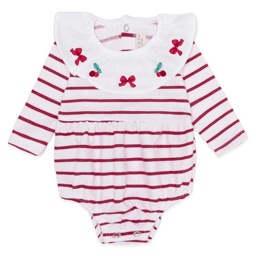 Romper Gola Babado Moletinho e Suedine - Cerejinhas